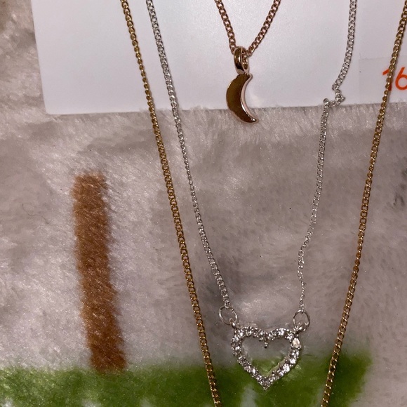 Joe Fresh 3 Piece heart moon and sun necklace set still in package - Picture 3 of 4